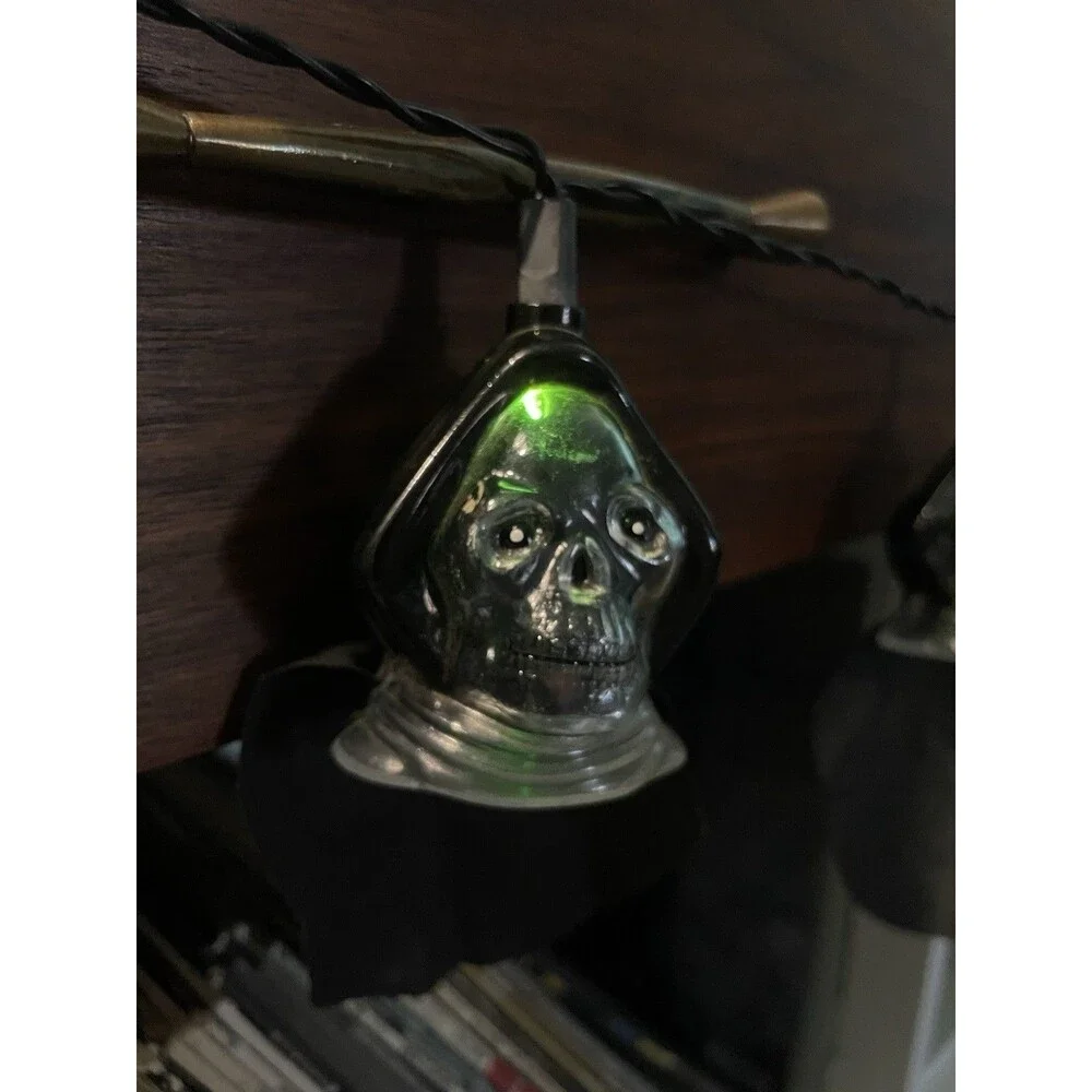 Vintage Hooded Skeleton Blinking Halloween String Lights In Box Tony
